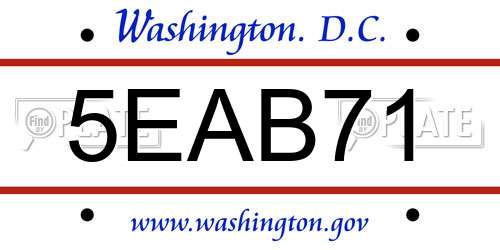 5EAB71 District Of Columbia License Plate