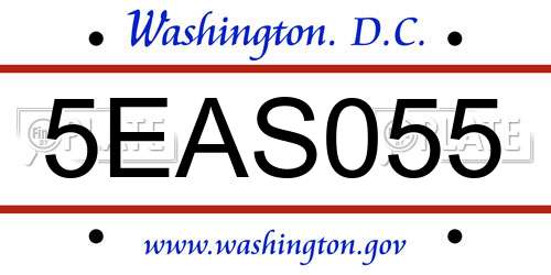 5EAS055 District Of Columbia License Plate