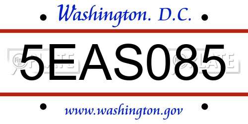 5EAS085 District Of Columbia License Plate