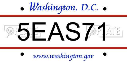 5EAS71 District Of Columbia License Plate