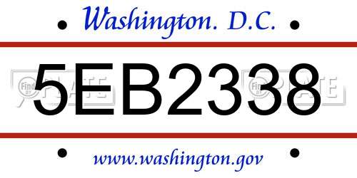 5EB2338 District Of Columbia License Plate