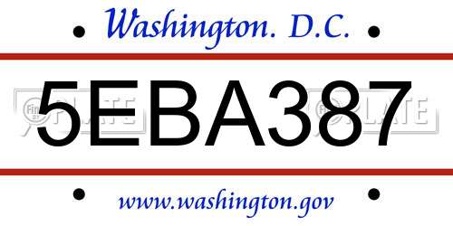 5EBA387 District Of Columbia License Plate