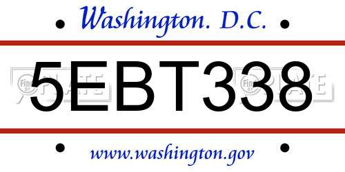 5EBT338 District Of Columbia License Plate