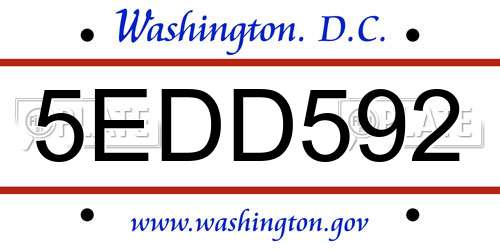 5EDD592 District Of Columbia License Plate