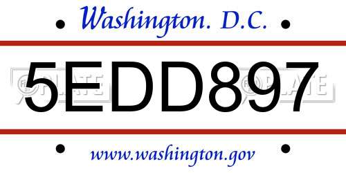 5EDD897 District Of Columbia License Plate