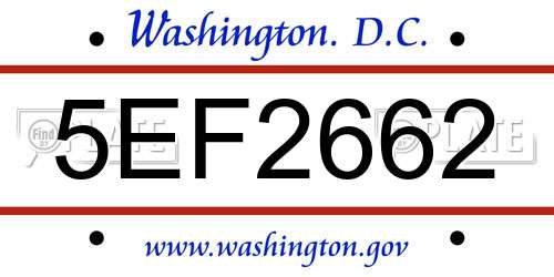5EF2662 District Of Columbia License Plate
