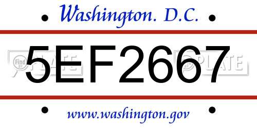 5EF2667 District Of Columbia License Plate
