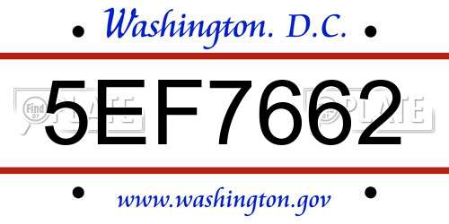 5EF7662 District Of Columbia License Plate