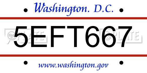 5EFT667 District Of Columbia License Plate