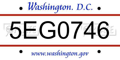 5EG0746 District Of Columbia License Plate
