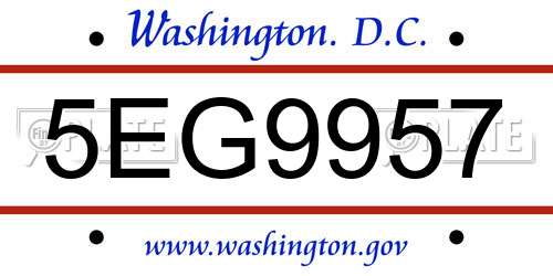 5EG9957 District Of Columbia License Plate