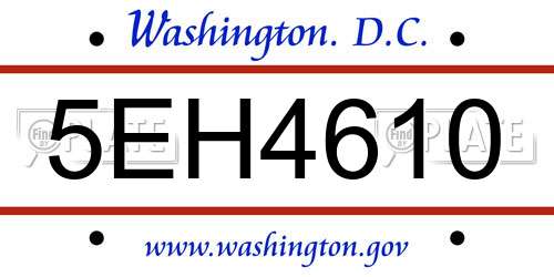 5EH4610 District Of Columbia License Plate