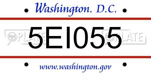 5EI055 District Of Columbia License Plate