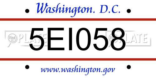 5EI058 District Of Columbia License Plate