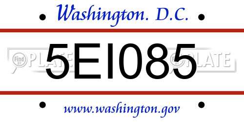 5EI085 District Of Columbia License Plate