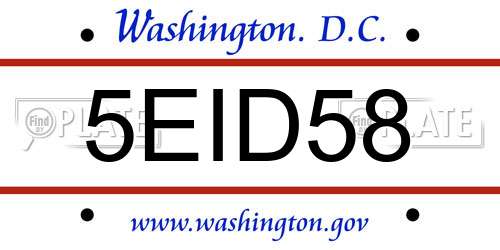 5EID58 District Of Columbia License Plate