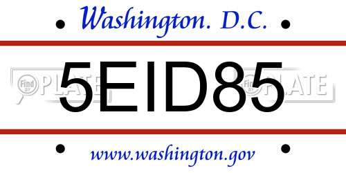 5EID85 District Of Columbia License Plate