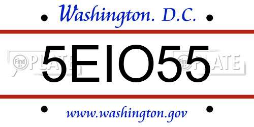 5EIO55 District Of Columbia License Plate