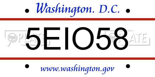 5EIO58 District Of Columbia License Plate