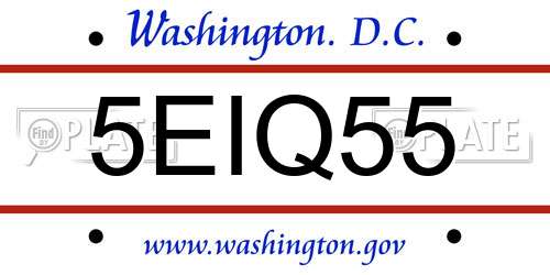 5EIQ55 District Of Columbia License Plate