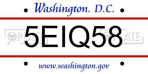 5EIQ58 District Of Columbia License Plate