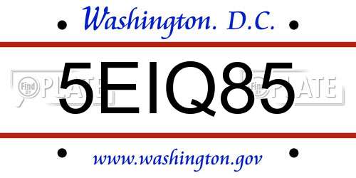 5EIQ85 District Of Columbia License Plate
