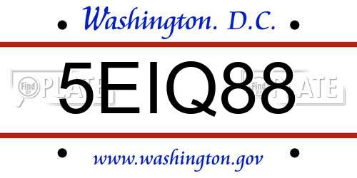 5EIQ88 District Of Columbia License Plate