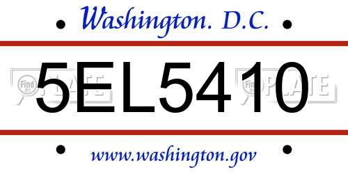 5EL5410 District Of Columbia License Plate
