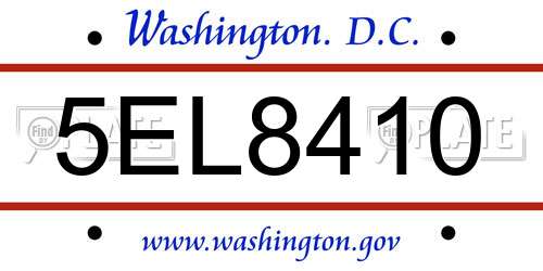 5EL8410 District Of Columbia License Plate