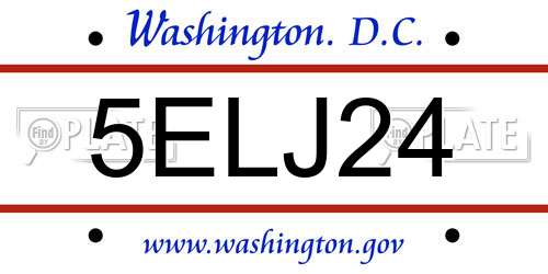 5ELJ24 District Of Columbia License Plate