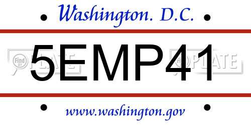 5EMP41 District Of Columbia License Plate