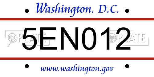 5EN012 District Of Columbia License Plate