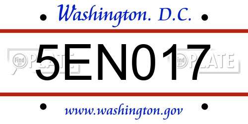 5EN017 District Of Columbia License Plate