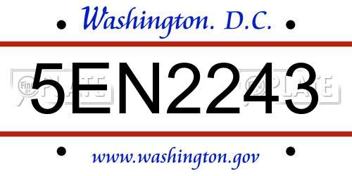 5EN2243 District Of Columbia License Plate