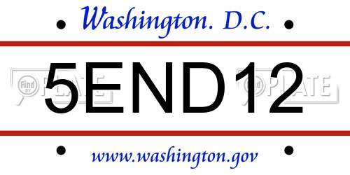5END12 District Of Columbia License Plate