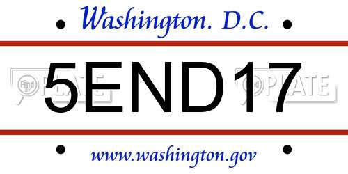 5END17 District Of Columbia License Plate