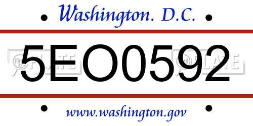 5EO0592 District Of Columbia License Plate