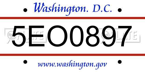 5EO0897 District Of Columbia License Plate