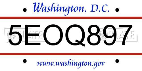 5EOQ897 District Of Columbia License Plate