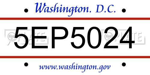 5EP5024 District Of Columbia License Plate