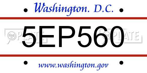 5EP560 District Of Columbia License Plate