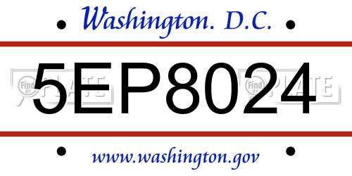 5EP8024 District Of Columbia License Plate