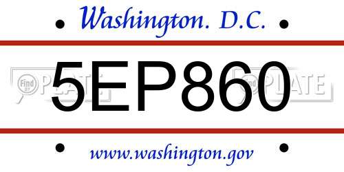 5EP860 District Of Columbia License Plate