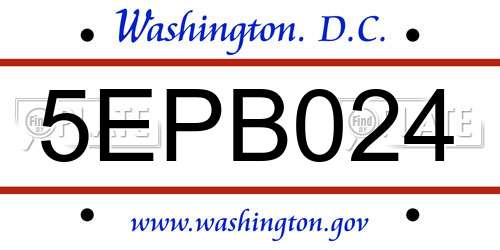 5EPB024 District Of Columbia License Plate
