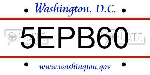 5EPB60 District Of Columbia License Plate