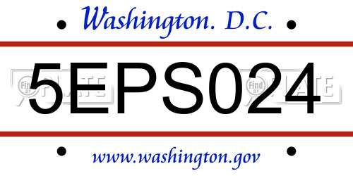 5EPS024 District Of Columbia License Plate