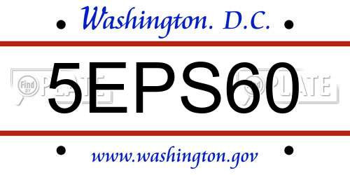 5EPS60 District Of Columbia License Plate