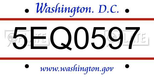 5EQ0597 District Of Columbia License Plate