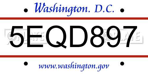 5EQD897 District Of Columbia License Plate
