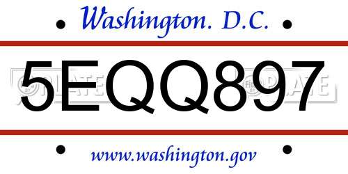 5EQQ897 District Of Columbia License Plate